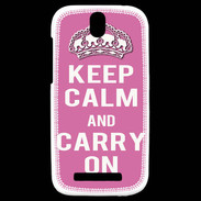 Coque HTC One SV Keep Calm Carry on Rose