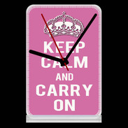 Pendule de bureau Keep Calm Carry on Rose
