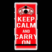 Coque Sony Xperia P Keep Calm Carry on Rouge