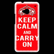 Coque HTC One Keep Calm Carry on Rouge
