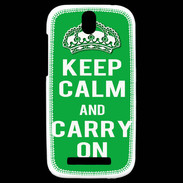 Coque HTC One SV Keep Calm Carry on Vert