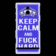 Coque Sony Xperia P Keep Calm Fuck hard bleu