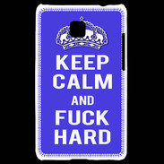 Coque LG Optimus L3 II Keep Calm Fuck hard bleu