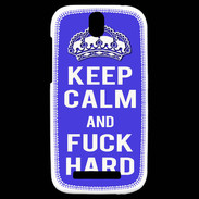 Coque HTC One SV Keep Calm Fuck hard bleu