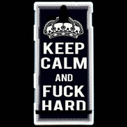 Coque Sony Xperia U Keep Calm Fuck hard Noir