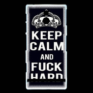Coque Sony Xperia P Keep Calm Fuck hard Noir