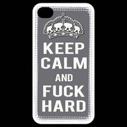 Coque iPhone 4 / iPhone 4S Keep calm Fuck hard Gris