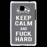 Coque LG Optimus L3 II Keep calm Fuck hard Gris