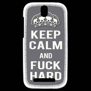 Coque HTC One SV Keep calm Fuck hard Gris