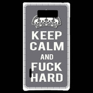 Coque LG Optimus L7 Keep calm Fuck hard Gris