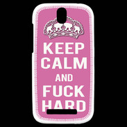 Coque HTC One SV Keep Calm Fuck hard Rose