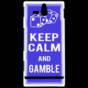 Coque Sony Xperia U Keep Calm Gamble Bleu