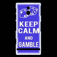 Coque Sony Xperia P Keep Calm Gamble Bleu