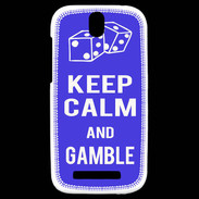 Coque HTC One SV Keep Calm Gamble Bleu