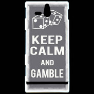 Coque Sony Xperia U Keep Calm Gamble Gris