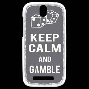 Coque HTC One SV Keep Calm Gamble Gris