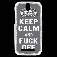 Coque HTC One SV Keep Calm Fuck Off Gris