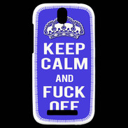 Coque HTC One SV Keep Calm Fuck off bleu