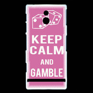 Coque Sony Xperia P Keep Calm Gamble Rose