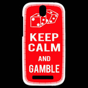 Coque HTC One SV Keep Calm Gamble Rouge