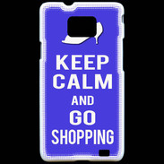 Coque Samsung Galaxy S2 Keep Calm Go Shopping Bleu