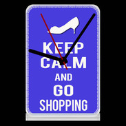 Pendule de bureau Keep Calm Go Shopping Bleu
