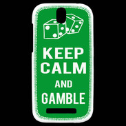 Coque HTC One SV Keep Calm Gamble Vert