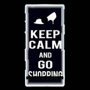 Coque Sony Xperia P Keep Calm Go Shopping Noir