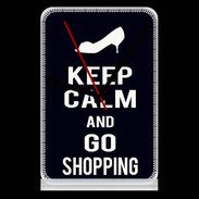 Pendule de bureau Keep Calm Go Shopping Noir