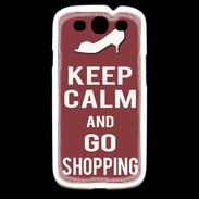Coque Samsung Galaxy S3 Keep Calm Go Shopping Brique