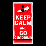 Coque Sony Xperia P Keep Calm Go Shopping Rouge