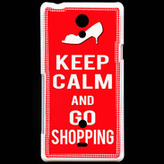 Coque Sony Xperia T Keep Calm Go Shopping Rouge