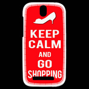 Coque HTC One SV Keep Calm Go Shopping Rouge
