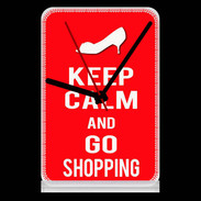 Pendule de bureau Keep Calm Go Shopping Rouge