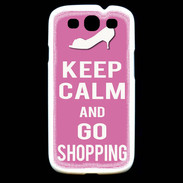 Coque Samsung Galaxy S3 Keep Calm Go Shopping Rose