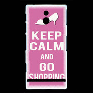 Coque Sony Xperia P Keep Calm Go Shopping Rose