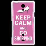 Coque Sony Xperia T Keep Calm Go Shopping Rose
