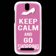 Coque HTC One SV Keep Calm Go Shopping Rose