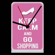 Pendule de bureau Keep Calm Go Shopping Rose