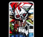Grande pendule murale Tête de mort Graffiti couleur