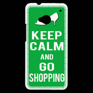 Coque HTC One Keep Calm Go Shopping Vert