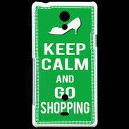 Coque Sony Xperia T Keep Calm Go Shopping Vert
