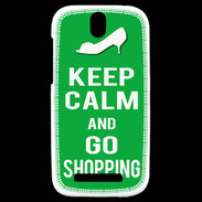 Coque HTC One SV Keep Calm Go Shopping Vert