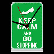 Pendule de bureau Keep Calm Go Shopping Vert