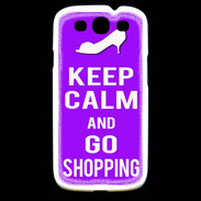 Coque Samsung Galaxy S3 Keep Calm Go Shopping Violet