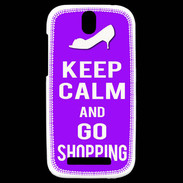 Coque HTC One SV Keep Calm Go Shopping Violet