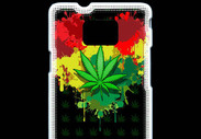 Coque Samsung Galaxy S2 Feuille de cannabis et cœur Rasta