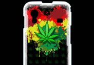 Coque Samsung ACE S5830 Feuille de cannabis et cœur Rasta