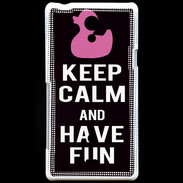 Coque Sony Xperia T Keep Calm Have fun Noir