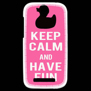 Coque HTC One SV Keep Calm Have fun Rose